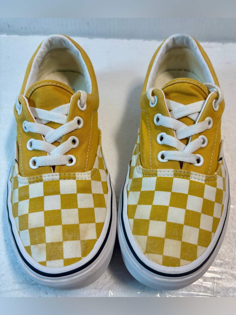 Vans Yellow and White Checkerboard Low Top Sneakers - Picture 9 of 14